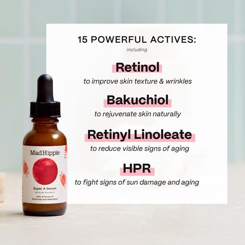 Mad Hippie Super A Retinol Serum For Face – Potent Skin Repair & Anti-Aging Serum With 3 Retinoids, Bakuchiol + Hydrating Hyaluronic Acid, 1.02 Oz